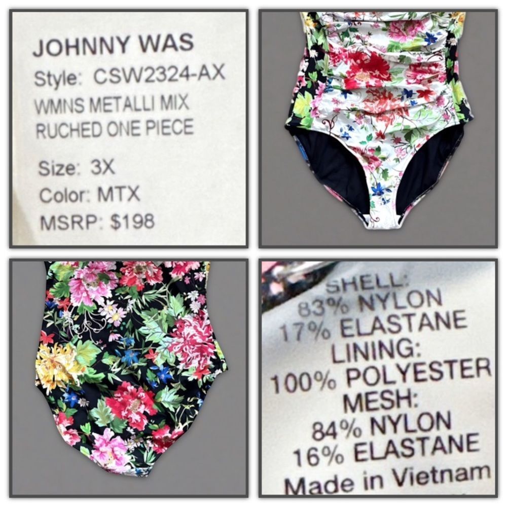 NWT Johnny Was Metalli Mix Ruched One Piece Swimsuit - Picture 15 of 16
